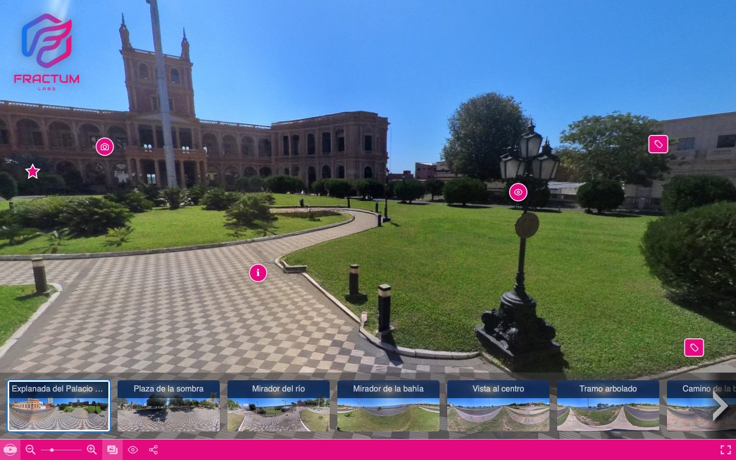 Tour virtual 360° de la Costanera de Asunción, con puntos de información y galería de escenas